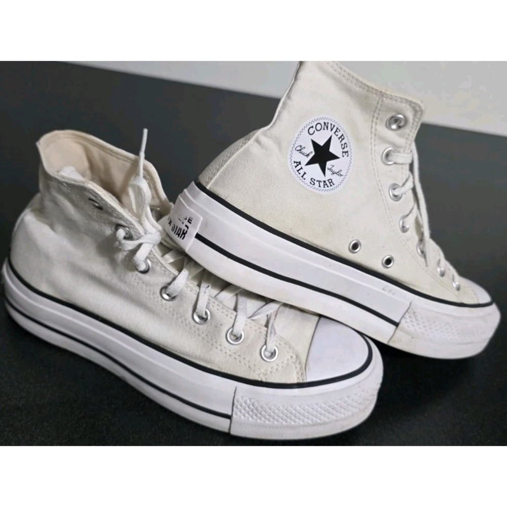 Converse High Top Sneakers in Off-White Canvas